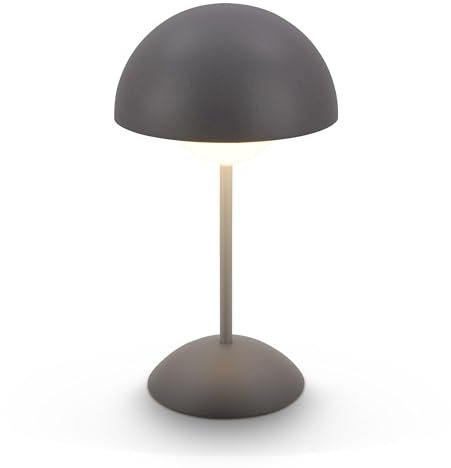Briloner - Lampada da tavolo senza fili IP44 con touch, dimmerabile, batteria 4000mAh ricaricabile sostituibile, lampada da comodino ricaricabile, lampada da scrivania senza fili, 16x29cm, antracite