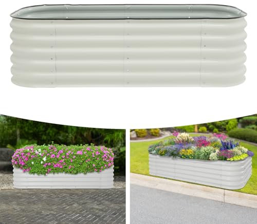 Bancal alto de metal, 150 x 60 x 43 cm, 8 en 1, kit de bancal elevado, jardinera, jardinera para jardín, balcón, guardería escolar, terrazas, parques