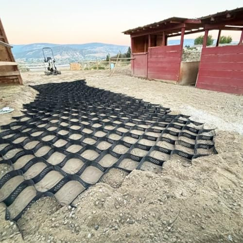 Stabilisateur de Gravier Grille de Gravier de 1/2/3/4/5/6 M, Grilles Stabilisatrices de Pavage Haute Résistance Extensibles de 30 X 30 Cm, Grille Géodésique pour Allées, Parcs, Talus(6m x 8m (20ft x 2