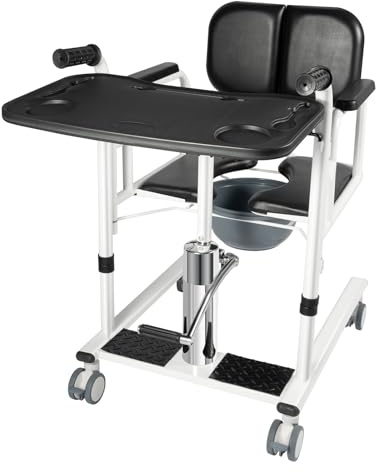 Mermajestic Silla hidráulica elevadora de pacientes, silla de transferencia multifuncional de acero con capacidad de carga de 150 kg y altura del asiento ajustable, para personas mayores y personas
