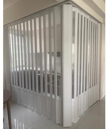 carrito de comida callejero Puerta acordeón grande de PVC, Puertas plegables personalizables para balcón/cocina/lavadero/sótano, Puerta corredera divisoria para interiores y exteriores(64x95in(162x241