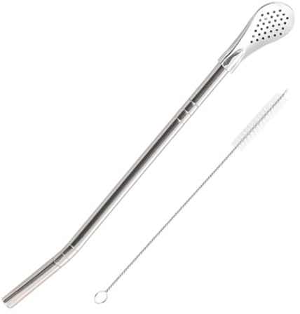 Zunetsutock Cuchara de paja – Paja de té mate extraíble, reutilizable, bombilla de paja, paja de té separable para té suelto, café, cócteles, sopa