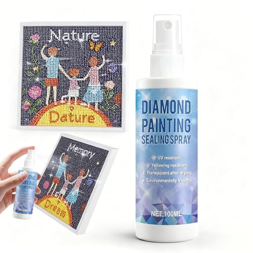 AllisWay Diamond Painting Versiegelung Spray, Versiegelung Diamond Painting, Diamant painting Zubehör, Trocknet Transparent und UV-Beständig, Geeignet für Kunstharz-Edelstein- und Diamantmalerei