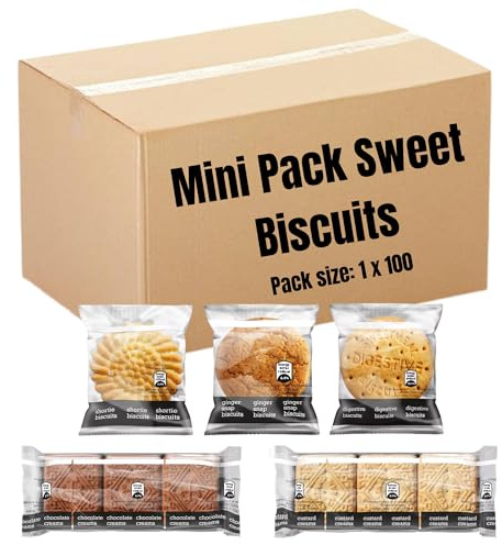 Brakes Mini Pack Sweet Bulk Biscuits Cookies Individually Wrapped Multipack Variety Of Custard, Chocolate Creams, Digestives, Ginger, Shorties (100 Mini Packs)