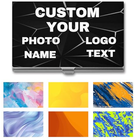 RoPox personalisiert Visitenkartenetui, Personalisierbar mit Foto, Logo und Text, Aluminiumlegierung Visitenkartenetui,Visitenkartenhalter als Geschenk für Männer & Frauen