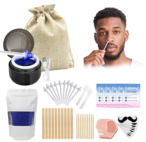 LaWink Nasen Waxing Set mit Mini Wachswärmer Einweg Nasen- und Ohrenhaarentferner mit Wachsperlen & Applikatorstiften, tragbares Wachsentfernungskit für Frauen und Männer