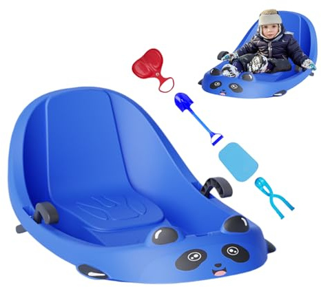 Luges pour la Neige,Sport d'hiver avec Dossier,Luge de Neige pour Extérieur avec Frein - pour Garçons Filles dÂge Préscolaire Collines Enneigées Parc Jardin Arrière Cour de