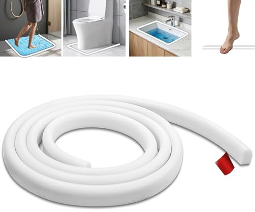 gexuamz Schwallschutzleiste Dusche Selbstklebend, 200cm Gummidichtung Dusche Wasserstopper, Flexibles Wandanschlussprofil Schwallschutz, Duschdichtung für Nass- und Trocken-Trennung Küchen, Bäder