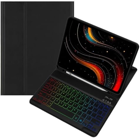 kaidisen Funda colorida con teclado retroiluminado para Galaxy Tab A11 de 8.7 pulgadas con teclado magnético desmontable Bluetooth RGB retroiluminado, bonito color caramelo para estudiantes de