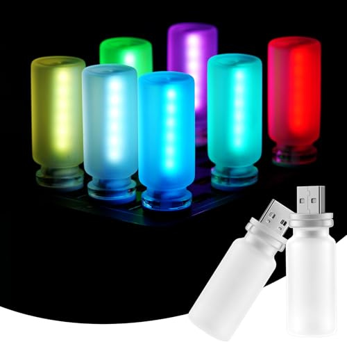 iFunyLED Car Interior USB LED Night Light, Touchable Dimming with 13 Modes of Car Ambient Lighting Kit, Frosted Glass Bottle Lamp, Car Interior Accessories Suitable for Most Vehicles, Pack of 2
