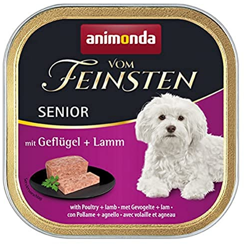 animonda från finaste äldsta hundfoder, våtfoder för äldre hundar från sju år, med fjäderfä + lamm, 22 x 150 g