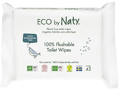 Eco by Naty Parfümfreies feuchtes Toilettenpapier – 100% Wasser kompostierbare und pflanzliche Tücher, chemikalienfreies und hypoallergenes Toilettenpapier für empfindliche Haut (12 x 42 I 504 Stück)
