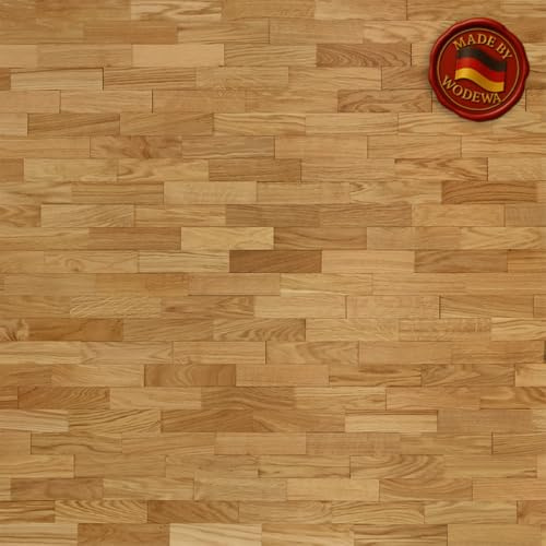 wodewa | Wandverkleidung Holz Eiche Auslese | 1m² 3D Echtholz Wandpaneele 200x50mm | Wohnzimmer TV-Wand Holzwand | Made in Germany | geölt 200
