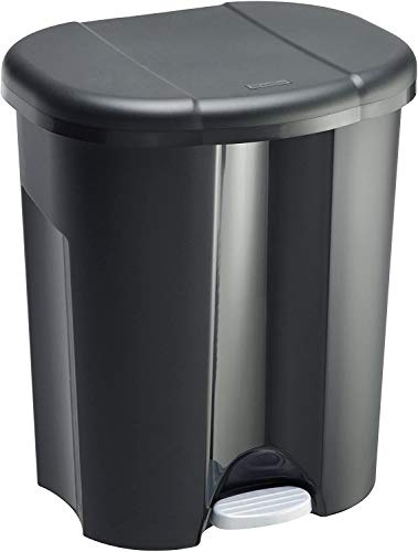 Rotho Trio Mülleimer 1x 10l + 2x 15l zur Mülltrennung mit Deckel, Kunststoff (PP) BPA-frei, schwarz, 1 x 10l + 2 x 15l (49.0 x 42.0 x 58.5 cm) | Mülleimer Küche, Doppel-Tretsystem für getrennte Abfälle, drei Fächer mit Deckel, rutschhemmende Gummifüße aus PP Schwarz