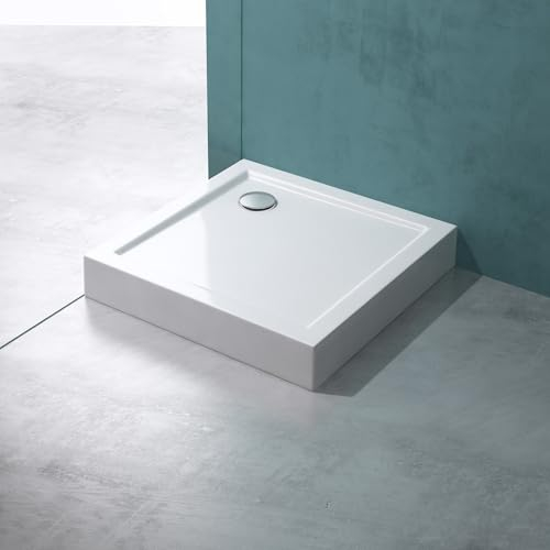 Faro1h Shower Tray, Material: Acrylic, Width 80 x Depth 80 x 14 cm, Shape: Square