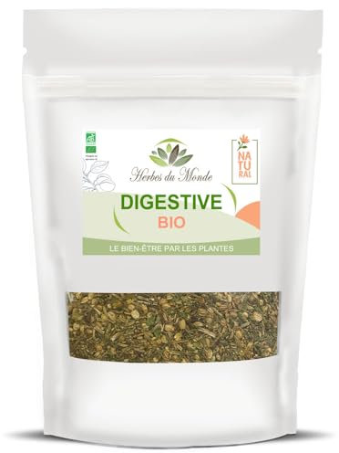 Herbes du Monde - Té de hierbas digestivo BIO - Infusión digestiva desintoxicante orgánico - Mezcla de plantas BIO rica en antioxidantes - 1 sobre de 80 g con certificación AB