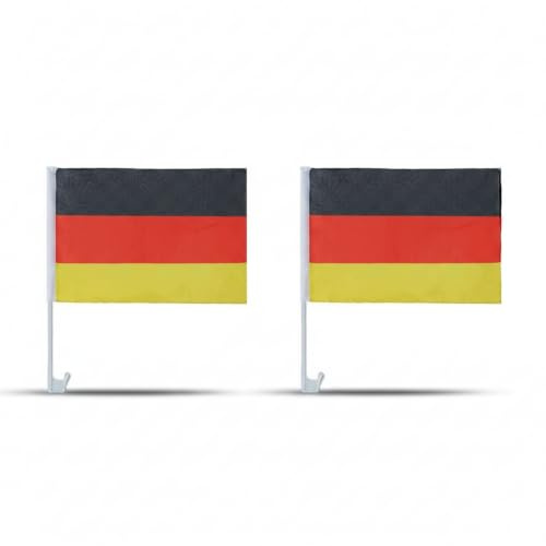 2er Set Auto Fahne Deutschland - Autofahnen Deutsche Flagge 30 x 45 cm, Fußball Fanartikel, WM & EM, Länderflagge Deutschland