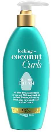 OGX Locking + Coconut Curls Air Dry Cream, No Parabens, 6 oz