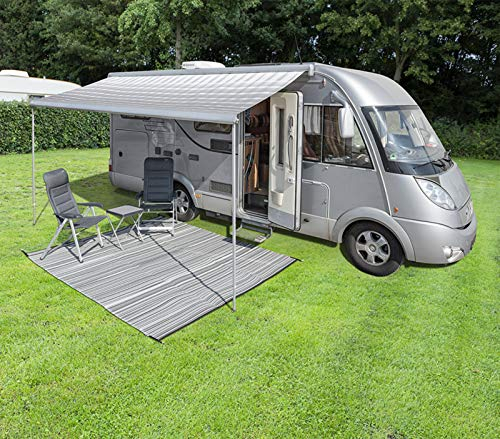 wamovo Vorzeltteppich | Patio Matte | 250x400cm | schwarz/grau | extra stabil |