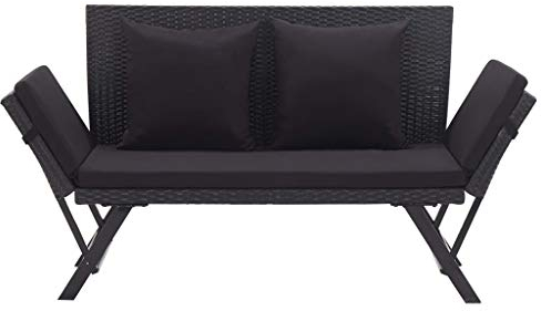 Tidyard 2-in-1 Tagesbett Outdoor Sonnenliege/Gartenbank Bank Liegestuhl Beide Seiten sind verstellbar (130-176) x 70 x 80 cm,Sitzhocker Gartenliege Gartensofa für Outdoor Garten Terrasse Schwimmbad