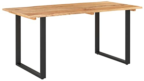 vidaXL Akazienholz Massiv Esstisch Industrial Baumkante Baumstamm Esszimmertisch Küchentisch Speisetisch Tisch Esszimmer Küche 154x80x76cm
