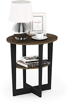 Furinno Jaya Oval Beistelltisch, Holz, Columbia Walnuss/Schwarz, 1-Pack