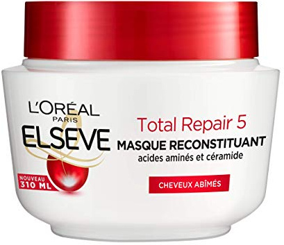L'Oréal Paris Elseve Total Repair 5 Masque Cheveux Abîmés 310ml | Acides aminés et céramide, Texture riche fondante, Renforce face agressions, Gamme Total Repair 5