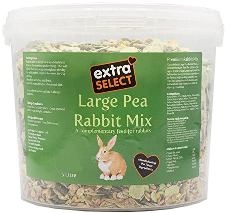 Extra Select Premium Large Pea Rabbit Mix - Peaflakes, Rabbit Muesli, Small Nuggets and Natural Forage Bunny Food - 5L Tub