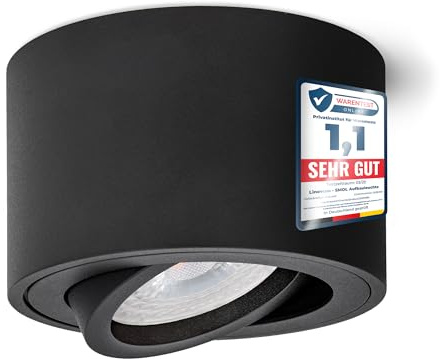 linovum Aufbauleuchte SMOL schwenkbar in schwarz matt & rund mit LED 4W neutralweiß 230V