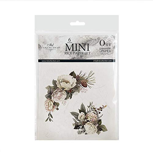 ITD Collection - Mini Reispapier Kreatives Set 14,8 x 14,8 cm (6 Blätter), Decoupage Reispapiere für Basteln, Papier zum Dekoration, Mehrfarbig (RSM027), Nostalgia