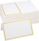 Tarjetas de Lugar, Tarjetas de Mesa Blanco Tarjetas de Asiento con Borde de Lámina de Oro para Bodas, Banquetes, Cenas, Fiestas y Festivales 100 Piezas 8,5 x 5 cm
