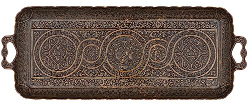 Alisveristime Rechteckiges Tablett für türkische Ottomane, Kaffee, Tee, Getränke, kleines Tablett, 33 x 14 cm, autentisch