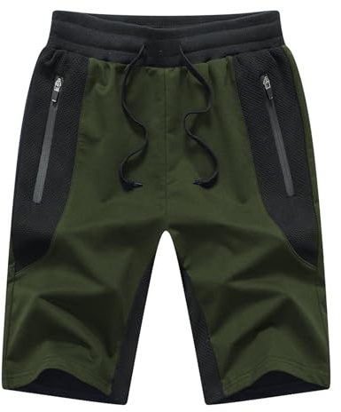 JustSun Herrars gymshorts sommar sport löparshorts med blixtlåsfickor