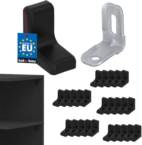 KOTARBAU® 25er Set Metall-Regalbodenträger mit Kunststoffblende für Möbel Schwarz