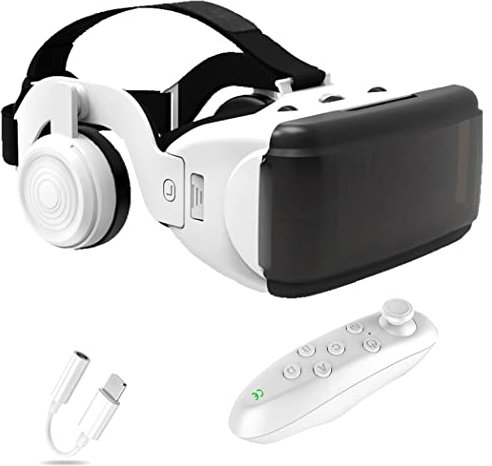 JYMYGS Gafas de Realidad Virtual, 3D VR Gafas con Controlador Bluetooth para Juegos Visión Panorámico VR Glasses para iPhone 13 Pro Max/13 Pro/13/12/11, para Samsung Galaxy S21, Huawei, Xiaomi