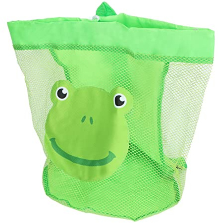 Bolsa de Malla de Playa de Juguete para Niños, Mochila de Playa con Cordón Secado Rápido Uso en Seco Húmedo Plegable Uso Amplio Transpirable con Correa para el Hombro para Nadar Y Viajar(verde)
