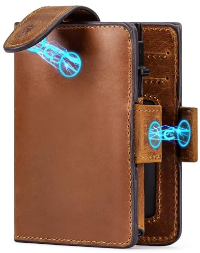 WillFire® MagFlap | Geldbörse Herren | Extra Schlüsselanhänger | Leder Kartenetui für 10-12 Karten | RFID geschützt | Einzigartiger Magnetverschluss | Inkl. Geschenkverpackung [Cognac]