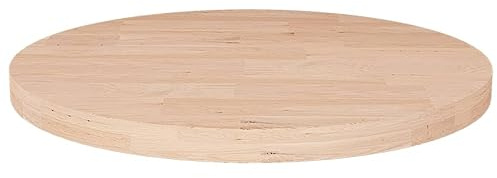 vidaXL Runde Tischplatte Massivholzplatte Eichenplatte Holzplatte Platte Ersatztischplatte Ø50x2,5cm Unbehandeltes Massivholz Eiche