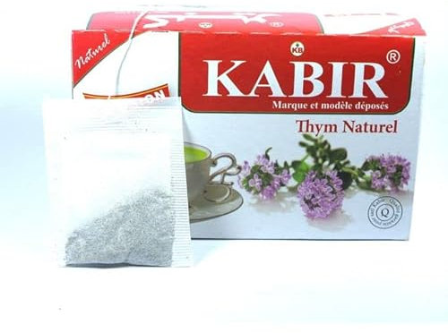 The Kabir infusion de thym puissant et 100% naturel, tisane, antioxydant, digestion, sexualité, tonifiant, saveur miel, boîtes de 12 sachets (6)