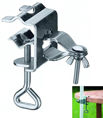 TUDERE Sonnenschirmhalter Balkongeländer,Sonnenschirm Halterung Balkon Ø25-32mm, Regenschirmhalter Klemme Geeignet für maximale Breite 3.8cm
