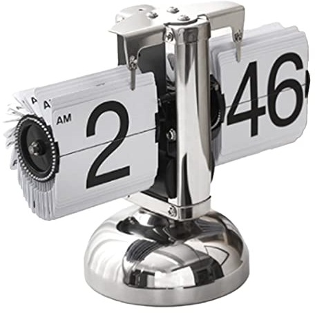 Auto Flip Clock Tischuhr Flip Desk Clock, Retro Große Zahlen Single Foot Digital Flip Down Clock Auto für Wohnzimmer Zur Sammlung (Weiss)