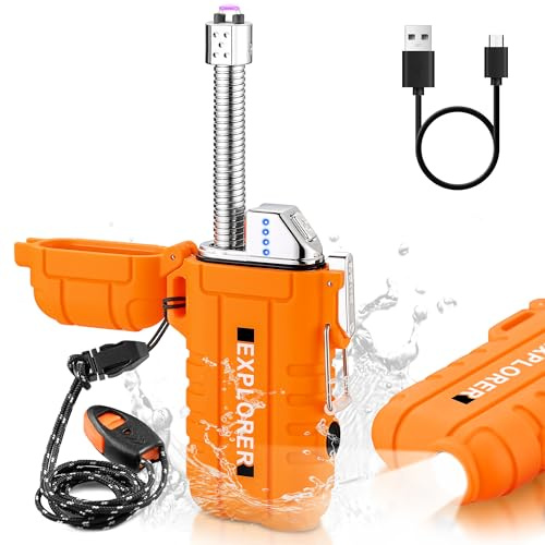 Bistfy Accendino Elettrico USB Ricaricabile Con Luce - Arco Plasma Flessibile 360º Antivento Impermeabile Per Candela, Barbecue, Cucina, Stufa, Campeggio, Sopravvivenza