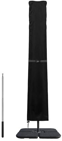 Dokon Funda Sombrilla Jardín Impermeable Funda Protectora Parasol Excentrico de 3 a 4m con Varilla, Anti Viento, Anti UV, Tela Oxford 420D Cubierta Sombrilla Excentrica (240x57/57cm) - Negro