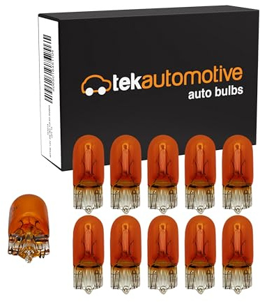 Tek Automotive 501 Amber Indicator Bulbs WY5W 12V 5W W2.1x9.5d Capless – Side Repeater Lamps, Box of 10