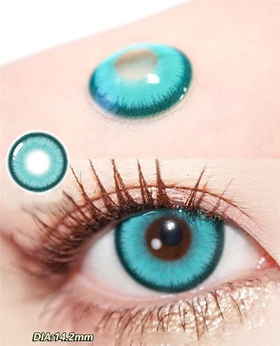 Kontaktlinsen - Paar Grün Monatslinsen mit Stärke – Heißblütiges Grün Kontaktlinsen farbig 2 Stück Farblinsen + Linsenbehälter (-4.25 Dioptrien)