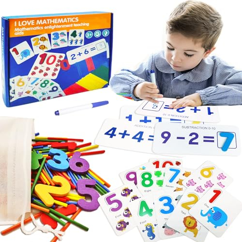 QYDKWK Montessori Spielzeug ab 3 Jahre, Vorschule Zählen Mathe Lernen Lernspiele 3 4 5 6 Jahre Jungen und Mädchen Kinderspielzeug Pädagogisches Spielzeug Einschulung Geschenk