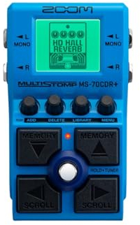 ZOOM MS-70CDR+ MultiStomp Gitarren-Multi-Effektpedal für Reverb und Modulation, 149 verschiedene Effekte, Chorus, Delay, Reverb, Phaser, Flanger, Tremolo, Vibrato und viele mehr, blau