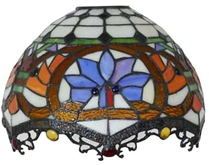 BOTOWI Tiffany Pantalla de Reemplazo Vidriera de 12 Pantallas Barrocas Cubierta de luz de Caoba ámbar Vintage Solo Abertura de Ajuste de 1-5/8 para lámpara de pie arqueada, lámpara Torchiere,M
