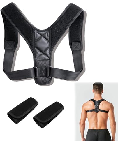 SSKHE Corrector Postura Espalda, Corrector Postura con Correas Ajustables, Corset para Estirar Espalda, Chaleco Postural para Mujer y Hombre, Incluye 2 almohadillas Protectoras