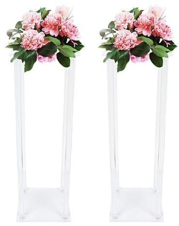 Taozhiyy 2 Stück Blumenständer aus Acryl, Stehend Pflanzenständer, Transparenter Vase, Hochzeiten Tafelaufsätze, Blumenvasen für Verlobung/Jahrestag/Party/Zuhause, 60cm Hoch